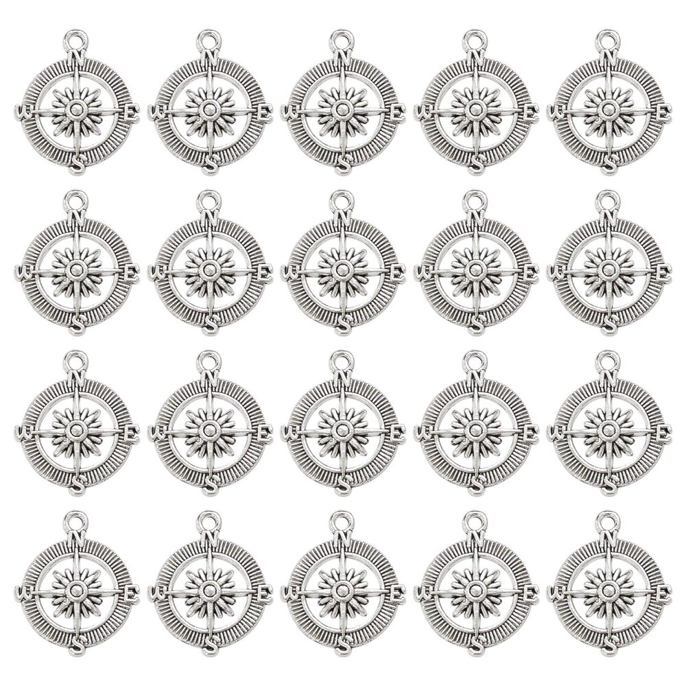 5291 50 Pack Compass Charms Pendants Alloy Charm Spacer Beads for Bracelet